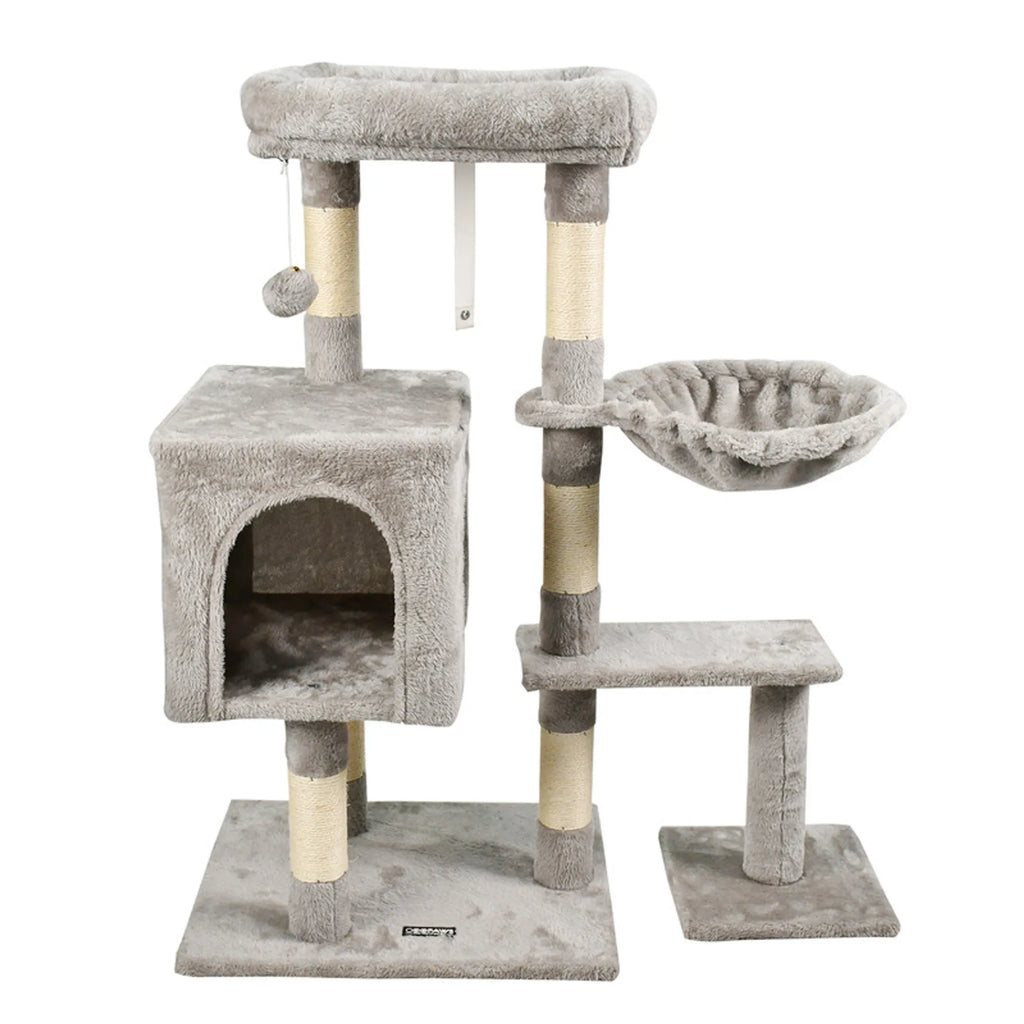 GOOPAWS 37-in Faux Fur Cat Tree & Condo with Basket
