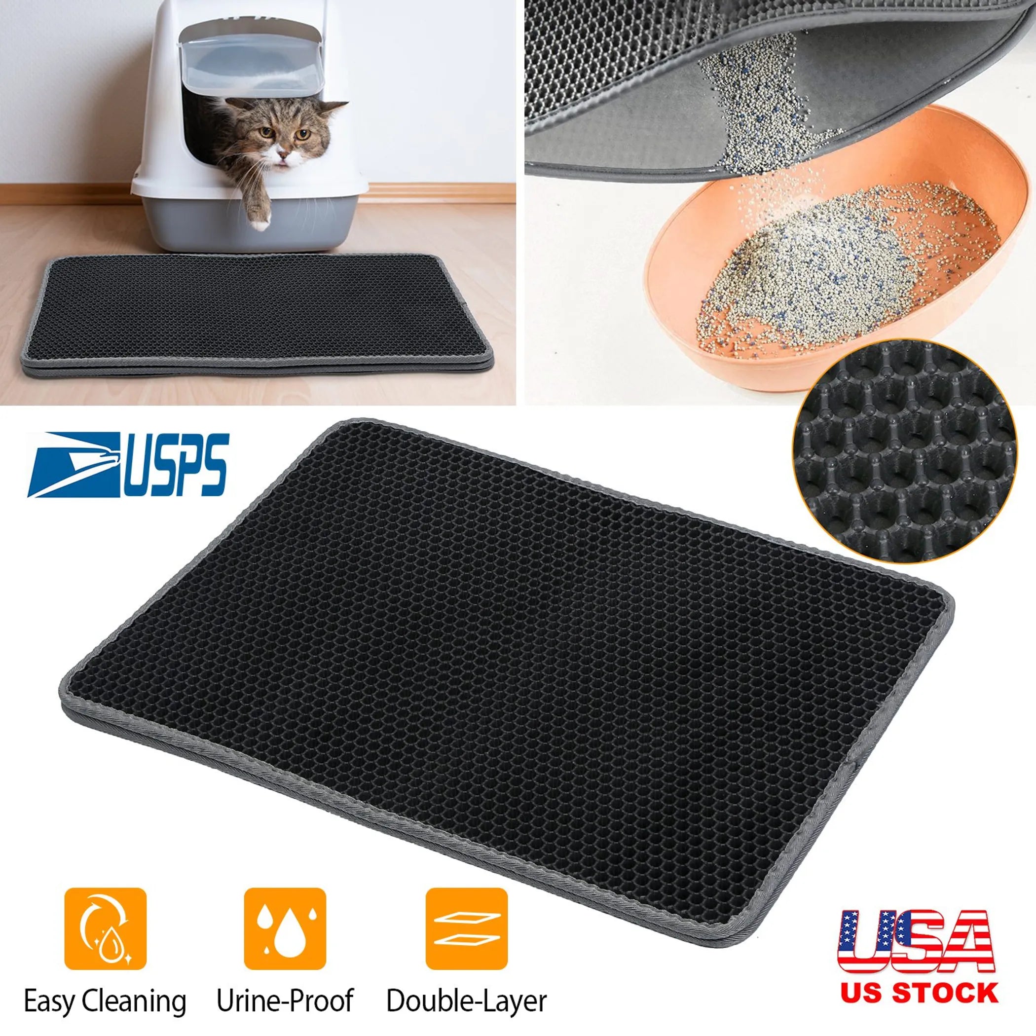 Cat Litter Mat EVA Honeycomb Double Layer Kitty